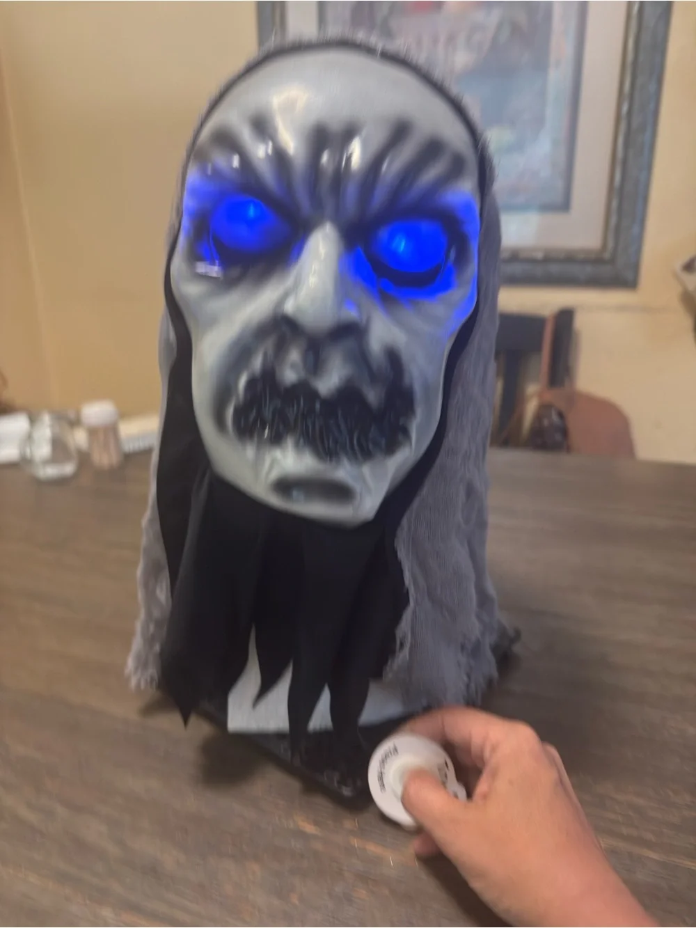 Target Black Hooded Skeleton Costume with Blue and Gray Accents